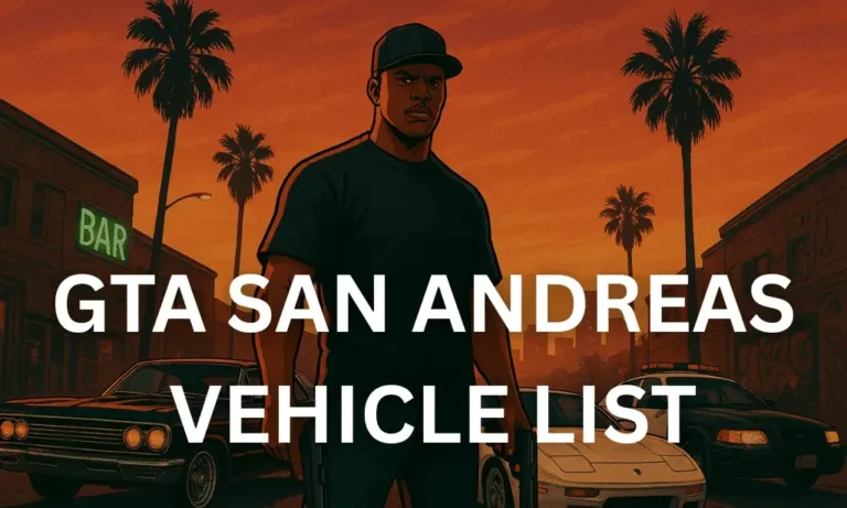 GTA SAN ANDREAS vehicle List